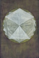 LOB DES RAUMES II (für Platon), VI, 2017/2018, Pigmente, Eitempera, Au Aquarelle auf Pastellpapier, 48,6x33,6 cm