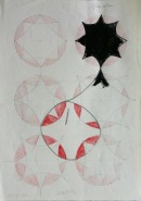 Zeichnungen ´Gloriole, inside outside`, 2012, pencil, aquarell, ink on paper, 29,5 x 20,4 cm