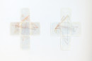 ´relation, I & II`, 2014, site specific works on paper for Zone E, acrylic, pigments, colored pencil, on paper, each work 100 x 72 cm