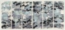 ´1000 Kraehen right`, 2016, encre du Chine, monotypie, paper, 2x 6, 29,5 x 10,5 cm, 126 cm