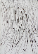 ´L´avenir III`, 07122019, pigments, distemper, silver pen, ink on paper, 30 x2 3,5 cm, © Claudia Larissa Artz, VG-Bild Bonn