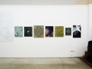 installation view finissage studio 14, paintings from 15 years, walldrawing sgraffito, july 2020