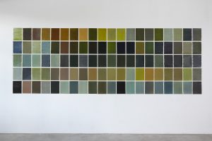 ´RIVER, 2010-2011`Installationview ´ RIVER and other paintings`. 2012. acrylic, pigments on paper, 100 x 29,7 x 21, Kuenstlerin-Koeln