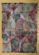 Silver Heart III, 11/2010, acrylic, ink, kuli, on goldpaper, 29,7 cm x 21 cm