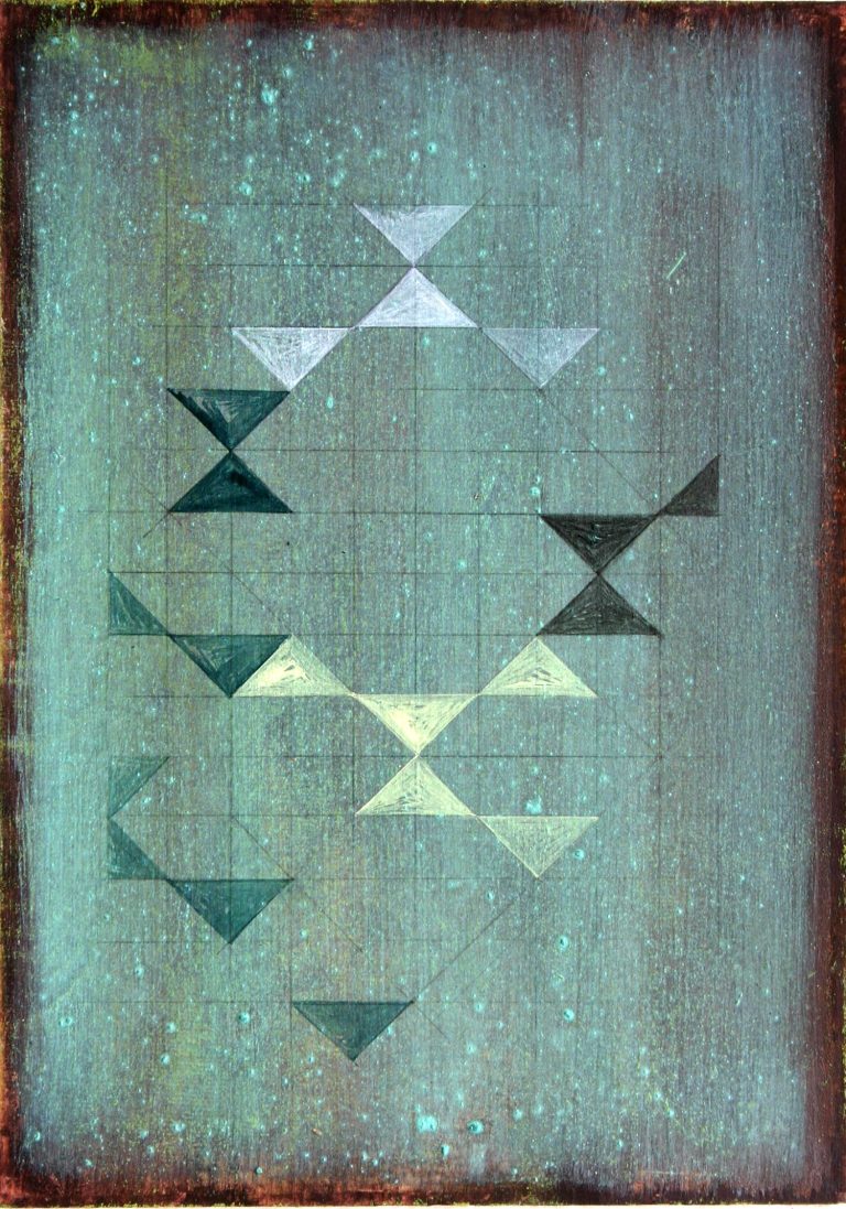 ´Himmelsrichtungen`, 2012, eggtempera, pigments, pencil on paper, Kuenstlerin-Koeln