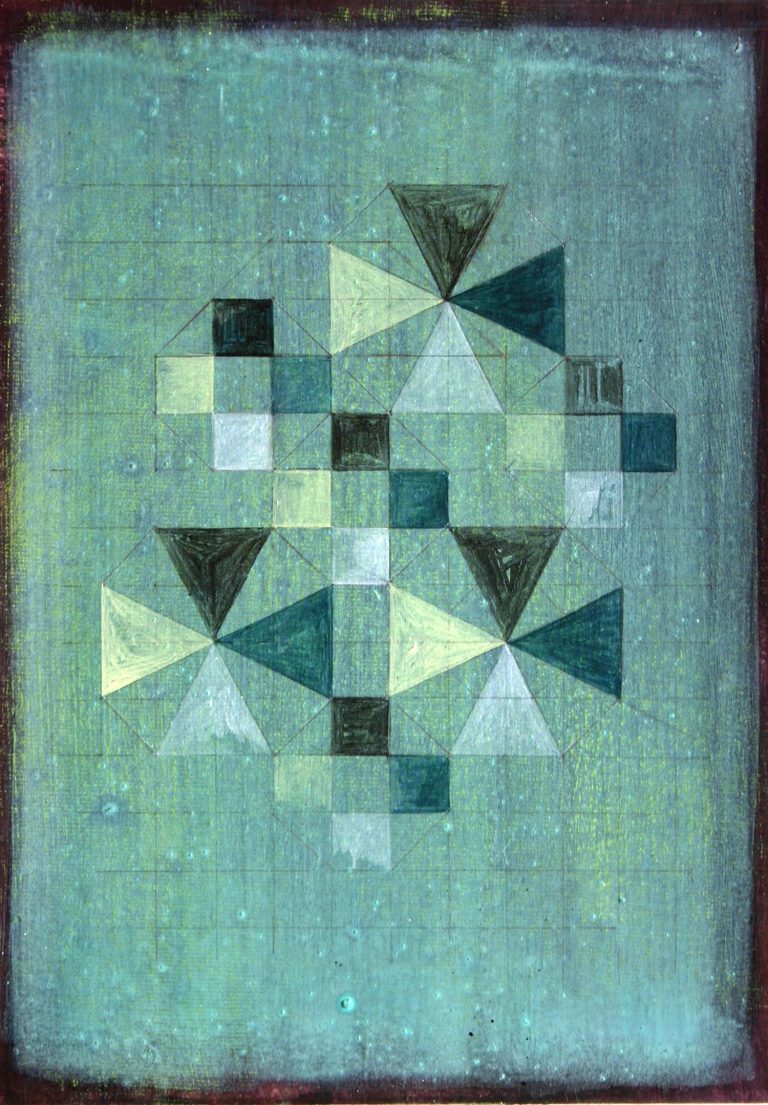 ´Kreuz Wege I`, 2013, ggtempera, pencil on paper, Kuenstlerin-Koeln