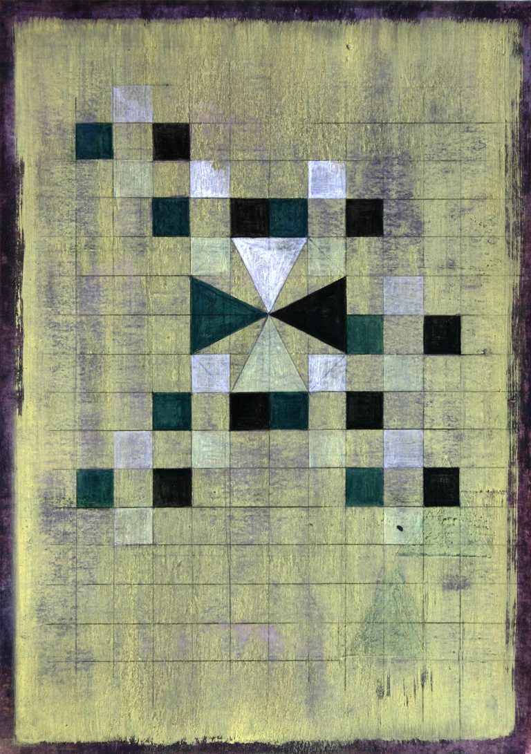 ´Kreuzwege III`, 2013, eggtempera, pencil on paper, Kuenstlerin-Koeln