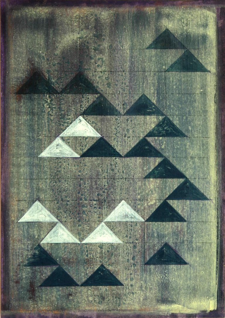 Papierarbeiten ´Vogelflug (Himmelsrichtungen`, 2012, eggtempera, pigments,m pencil on paper,Kuenstlerin-Koeln