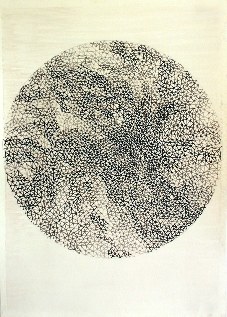 ´Die Ringe durchbrechen fuer den Freigeist 5`, 2016, ink on Portvin, paper, Kuenstlerin-Koeln