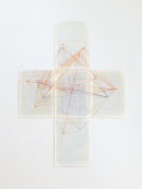 ´relation I`, 2014, site specific work for Zone E, acrylic, pigments, colored pencil, on paper, 5 pieces, each 33x24 cm, 100 x 72 cm