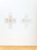 ´relation, I & II`, 2014, site specific works on paper for Zone E, acrylic, pigments, colored pencil, on paper, each work 100 x 72 cm