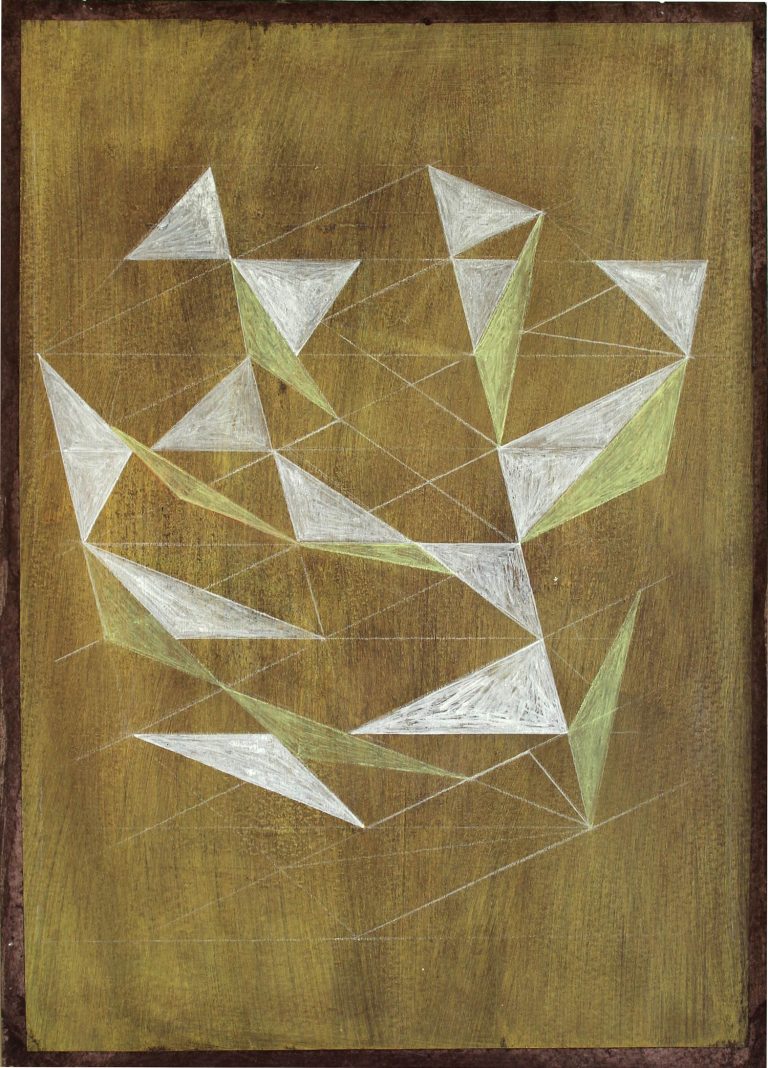´Vom Gefuehl der Welt, VI`2016, pigments, eggtempera, ink, coloured pencil, 34,2x25 cm, ´Vom Gefuehl der Welt, V`, 2015, eggtempera, coloured pencil, Kuenstlerin-Koeln