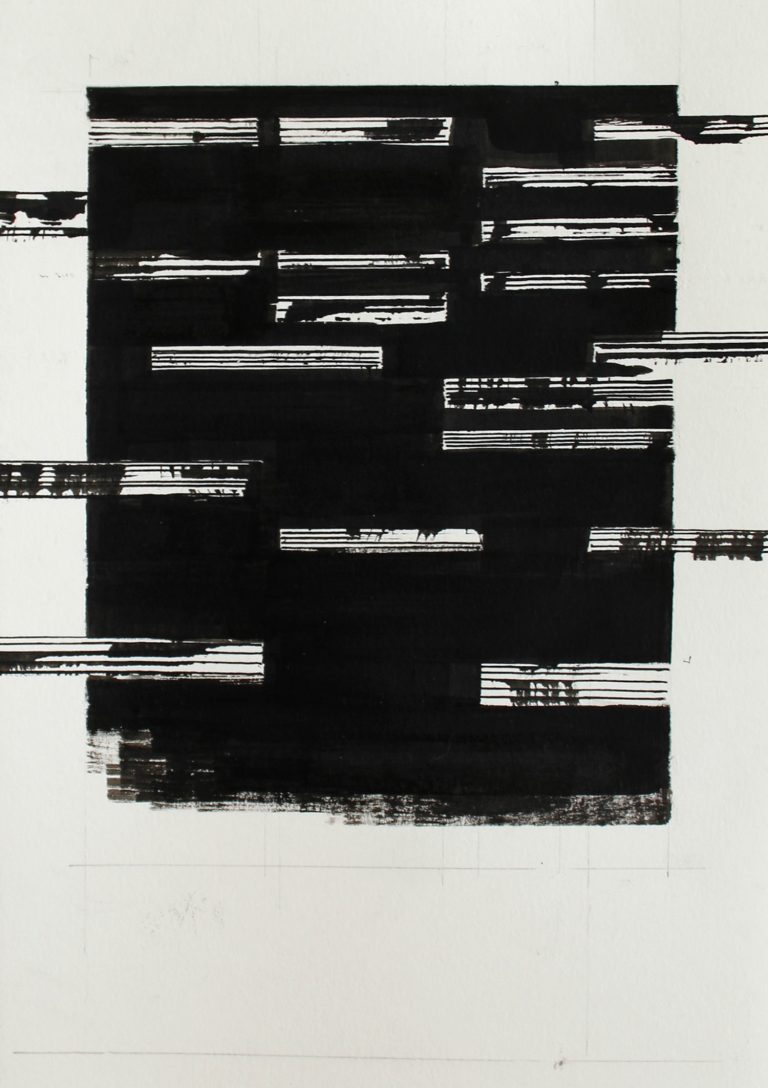 ´le ciel formé 2`, 120716, encre du chine sur papier, 220g, 21x14,7 cm, Kuenstlerin-Koeln