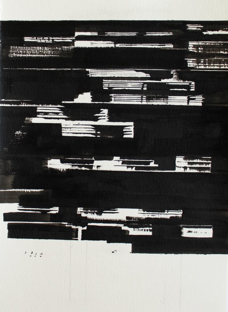 Le ciel formé IV, 120716, encre du chine sur papier 220g, 21x14,7 cm, Kuenstlerin-Koeln