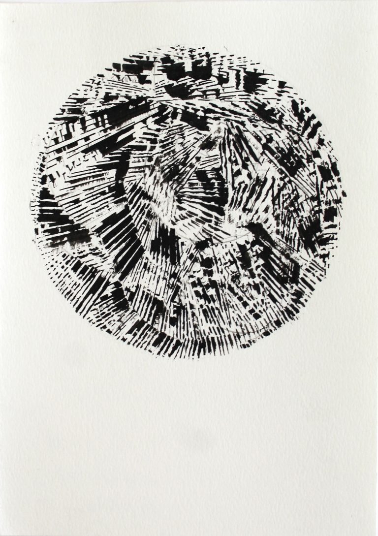 ´le vertige 1`, 120716, encre du chine sur papier, 220g, 21 x 14,7 cm, Kuenstlerin-Koeln