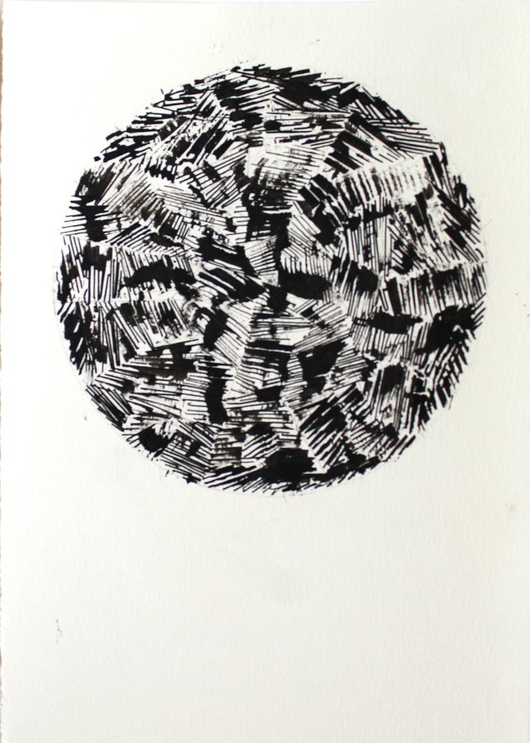 ´le vertige 6`, 160716, encre du chine sur papier, 220g, 21 x 14,7 cm, Kuenstlerin-Koeln