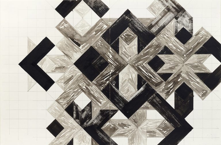 ´la contre flèche III, pour Paul Klee`, 2016, lencre du chine on paper, 224g , artist-cologne