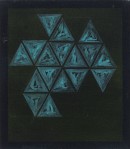 ´Vom Gefuehl der Welt ( triangles bleu)`, 2016, pigments, acrylic on linen, 40 x 35 cm