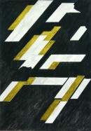 ´fortwehendes Dach IX`, 2017, gouache, pigments on gesso on paper, 28,2 x 19,9 cm