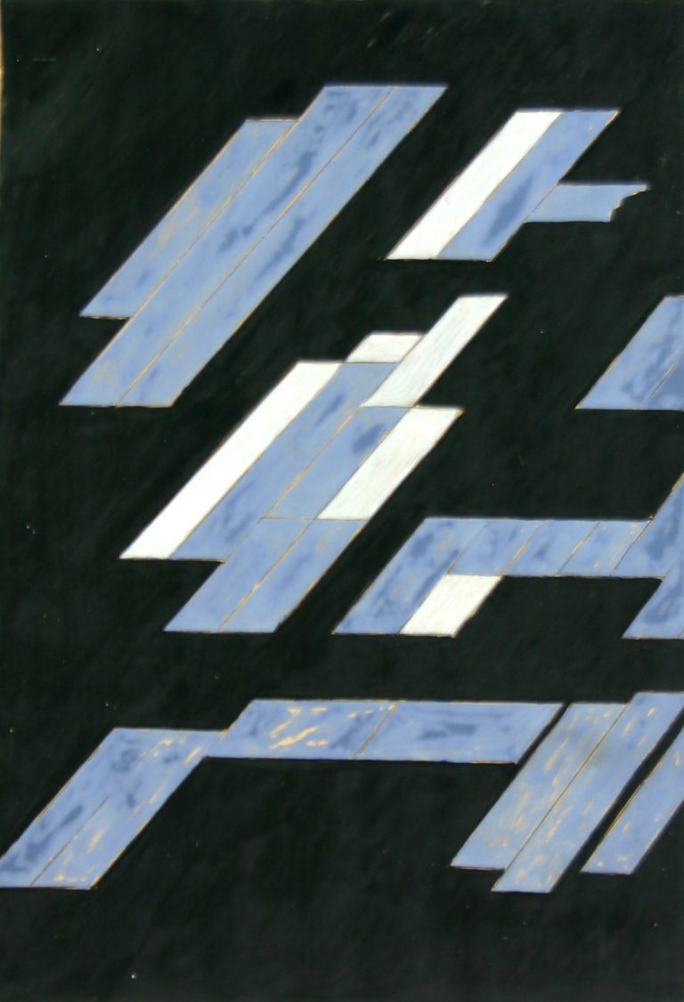 ´fortwehendes Dach V`, 2017, gouache, pigments on gesso on paper, Kuenstlerin-Koeln