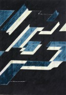 ´fortwehendes Dach VIII`, 2017, gouache, pigments on gesso on paper, 28,3 x 19,8 cm