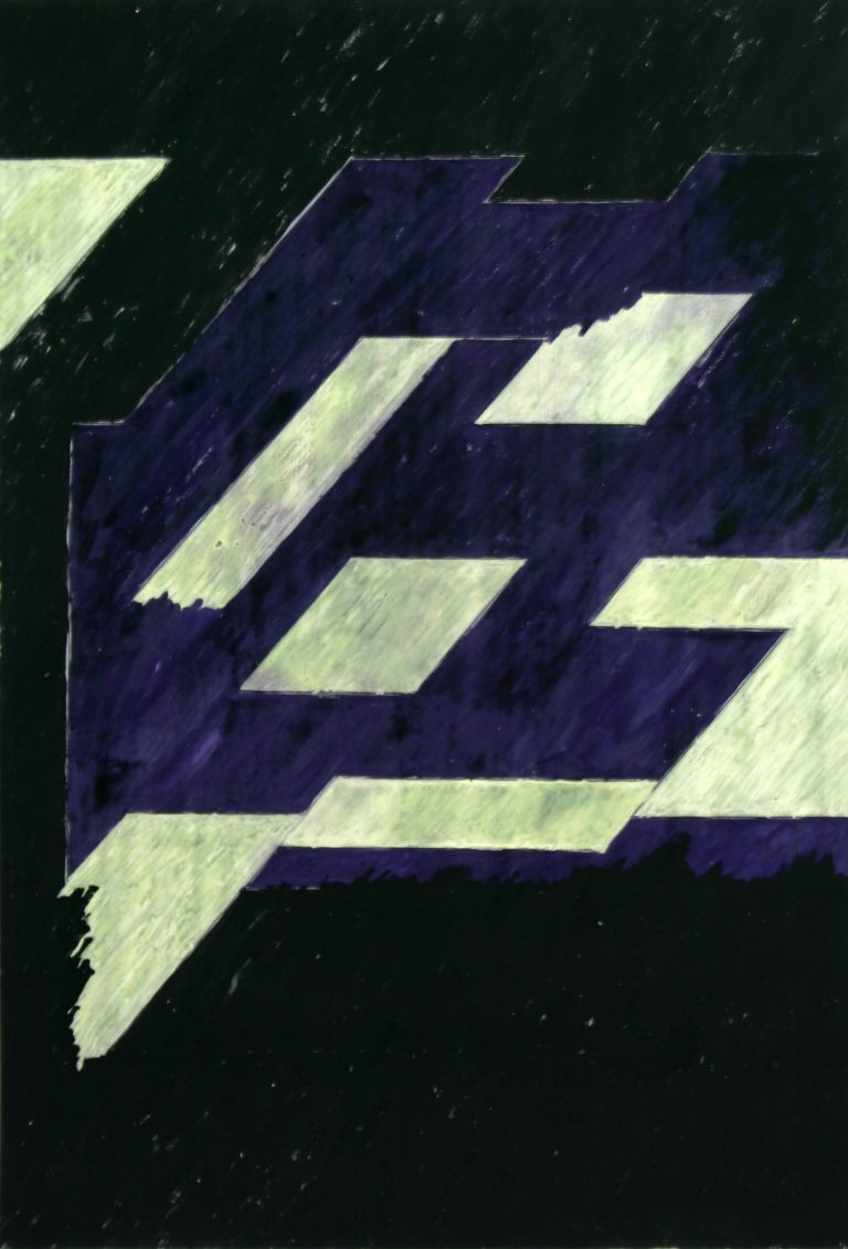 ´fortwehendes Dach X`, 2017, gouache, pigments on gesso on paper, Kuenstlerin-Koeln