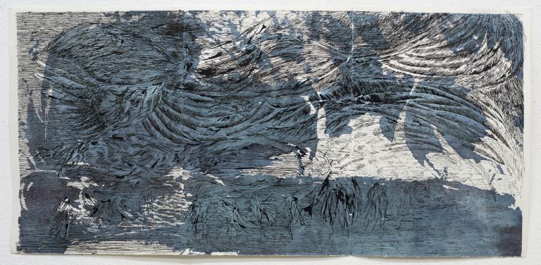 ´fallende Engel gefaltet I (für Dürer)`, 72018, ´Unter dem Himmel des neuen Jahres ist das Meer ganz still`. Kuenstlerin-Koeln