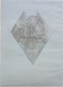 ´Broken System I`, 022015, chalk ground, silver pen, 28,2 x 20,2 cm