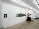 installation view finissage studio 14, paintings from 15 years, walldrawing sgraffito, july 2020