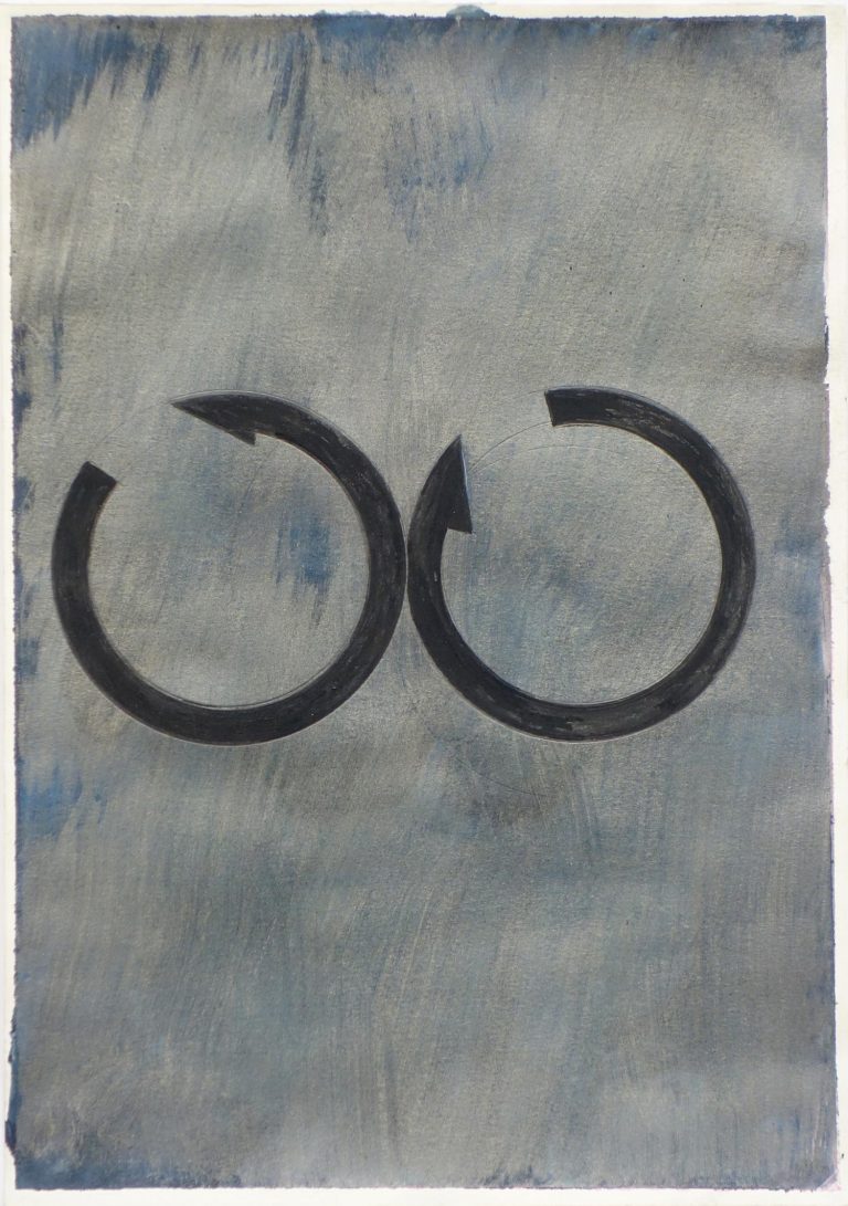 ´Bilder der fliessenden Welt 5`, 11042020, pigments, acryl on paper, Kuenstlerin-Koeln