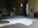 ´reflecting space`, 2022, site specific work, 155 sheets of paper, pigments, acrylic, falted, St. Gertrud (concret brutalism, architect G. Böhm), photography © Claudia Larissa Artz