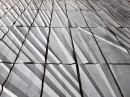 ´reflecting space`, 2022, detail, site specific work, 155 sheets of paper, painted, falted, St. Gertrud (concret brutalism, architect G. Böhm), photography © Claudia Larissa Artz