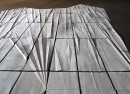 ´reflecting space`, 2022, site specific work, 155 sheets of paper, pigments, acrylic, falted, St. Gertrud (concret brutalism, architect G. Böhm), photography © Claudia Larissa Artz