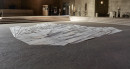 reflecting space, 2022, site sprecific work, 155 sheets of paper, painted, falted, St. Gertrud (concret brutalism), ©Simon Vogel