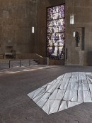 reflecting space, 2022, site sprecific work, detail, window G Böhm, St. Gertrud (concret brutalism) ©Simon Vogel