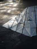 reflecting space, 2022, site specific work, 155 sheets of paper, painted falted,©Claudia Larissa Artz