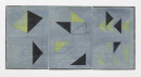 ´GEO II (den Raum gelb durchwandern)`, 3 pieces, 2022, acrylic, pigments, encre du chine, crayon on paper, 37,5x75 cm