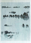 ´Wandern im Faden, Haiku II.1`, 2022-2023, pigments, acrylic, Monoprint, Colora 1900, paper, 33,9 x 24,2 cm