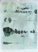 ´Wander im Faden, Haiku II.3`, 2022-2023, pigments, acrylic, Monoprint, Colora 1900, paper, 33,9 x 24,2 cm