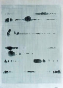 ´Wandern im Faden, Haiku II.4`, 2022-2023, pigments, acrylic, Monoprint, Colora 1900, paper, 33,9 x 24,2 cm