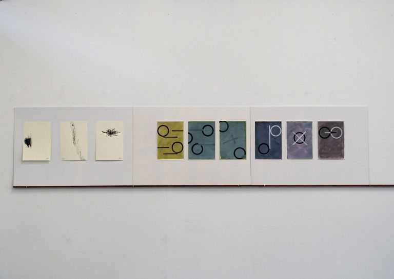 exhibition view ´zwischen den Polen`, left side Eva Jeske, 2024, Kunsthafen Rhenania, cologne, © copyright Claudia Larissa Artz, Kuenstlerin-Koeln