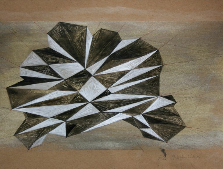 Golden Heart I,092010, acrylic, ink, Kuli, paper, 24 cm x 31 cm, Kuenstlerin-Koeln