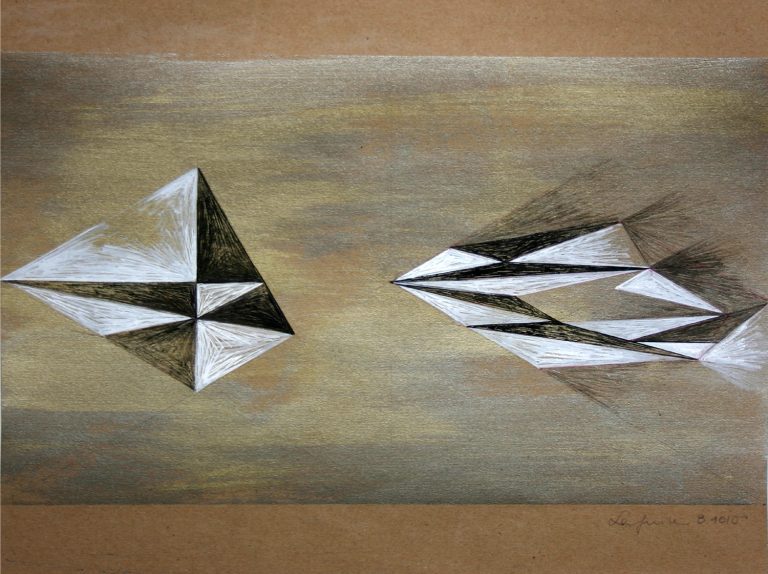 Golden Heart III`,09/2010, acrylic, ink, pen on paper, 24 cm x 31 cm, Kuenstlerin-Koeln