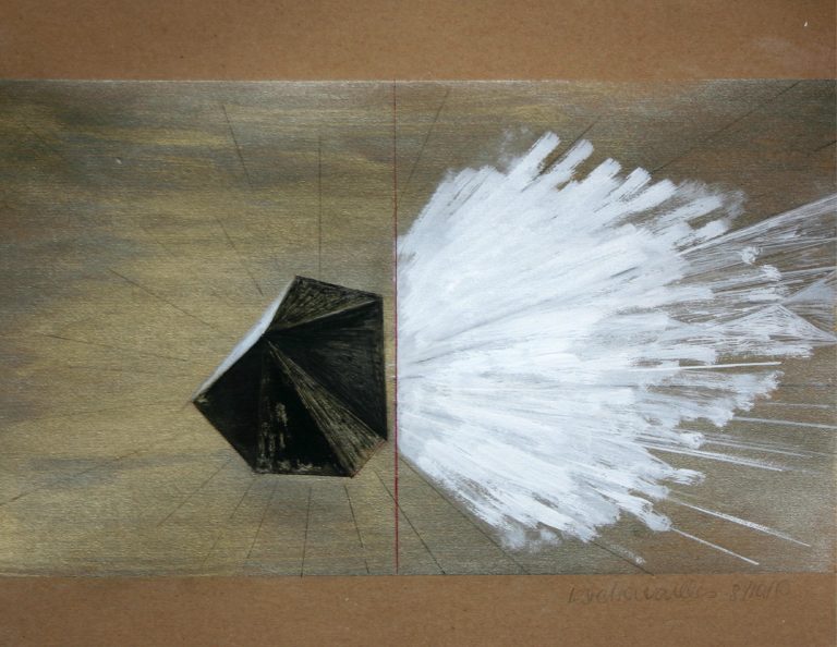 Golden Heart III`,09/2010, acrylic, ink, pen on paper, 24 cm x 31 cm, Kuenstlerin-Koeln