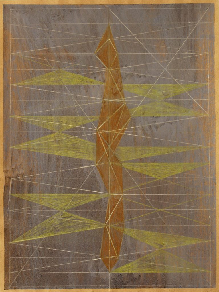 ´LOB DES RAUMES (St. Johannes der Taeufer2)`, 2010-2014, pigments, acrylic, coloured pencil, paper 40 x 30 cm, Kuenstlerin-Koeln