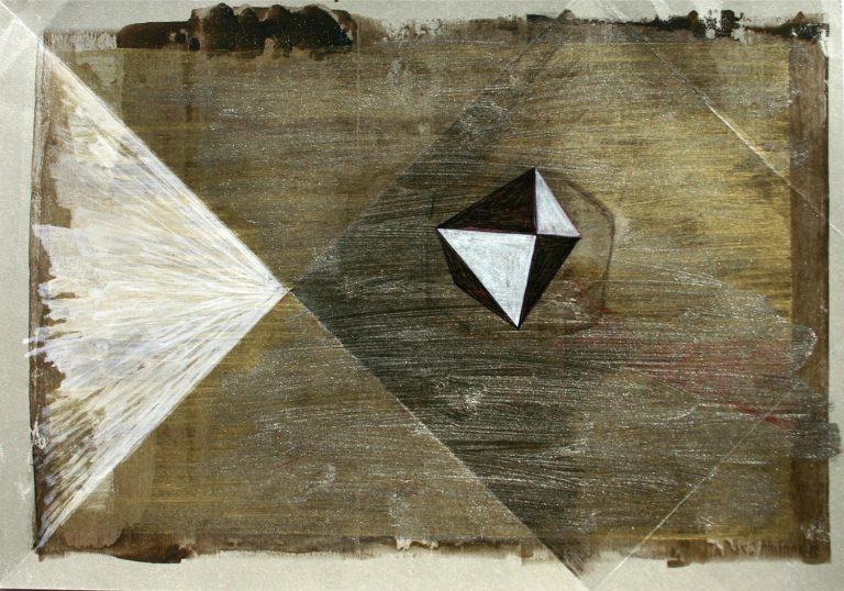 Silver-Heart-III-2, 2012, acrylic, ink, kuli on silverpaper, 21 cm x 29,8 cm. Artist-cologne
