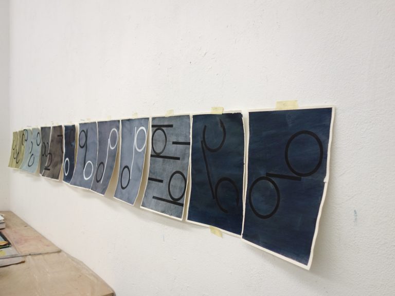 Installation view studio 14, ´Bilder der fließenden Welt`, 052020, Kuenstlerin-Koeln