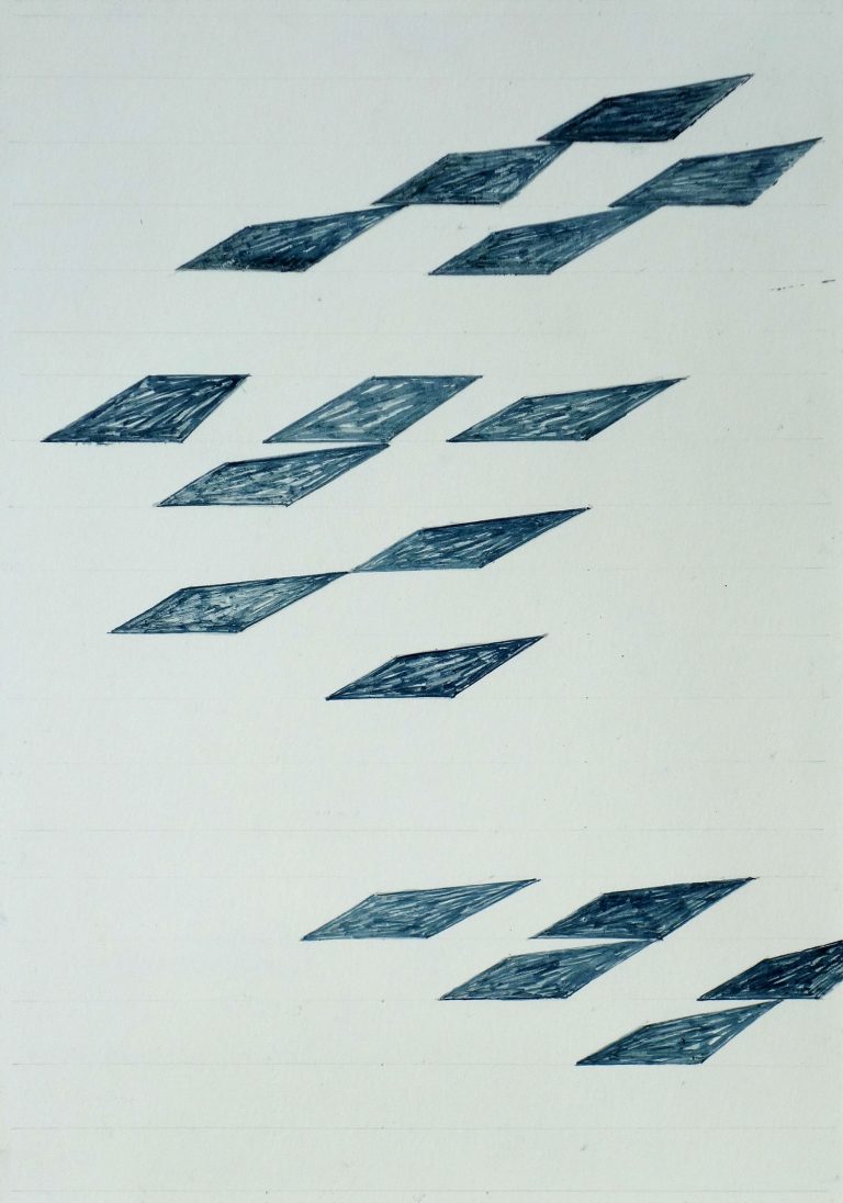 ´for Bashô VIII`, 082022, pigments, gouache on paper, 29,7 x 21 cm, Kuenstlerin-Koeln