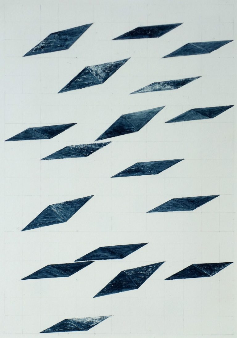 ´for Bashô VIII`, 082022, pigments, gouache on paper, 29,7 x 21 cm, Kuenstlerin-Koeln