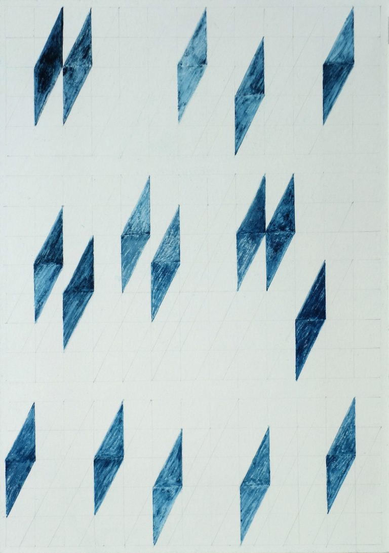 ´for Bashô VI`, 082022, pigments, gouache on paper, 29,7 x 21 cm, Kuenstlerin-Koeln